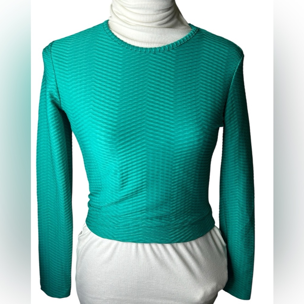 Free People Teal Long Sleeve Bikini Top